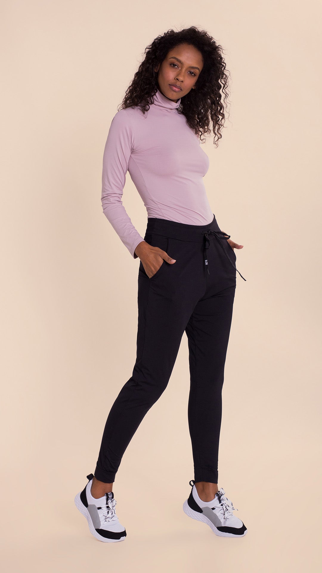 B.ON Women's Turtleneck Top - Light Pink