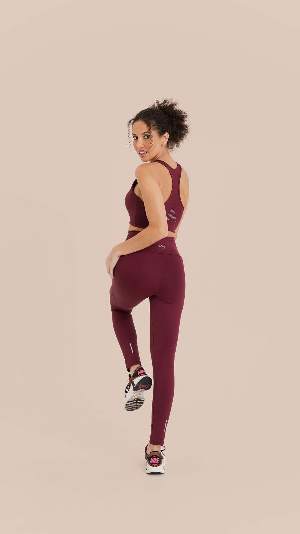 B.ON Women's Reflective Fit Leggings - Burgundy