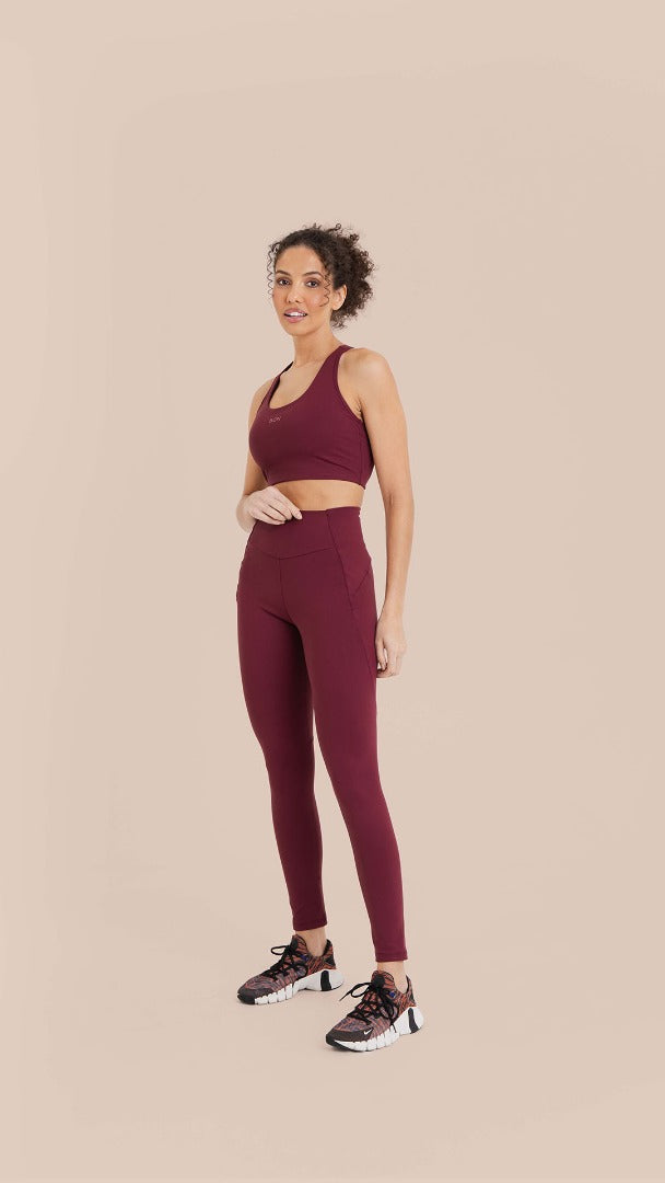 B.ON Women's Reflective Fit Leggings - Burgundy