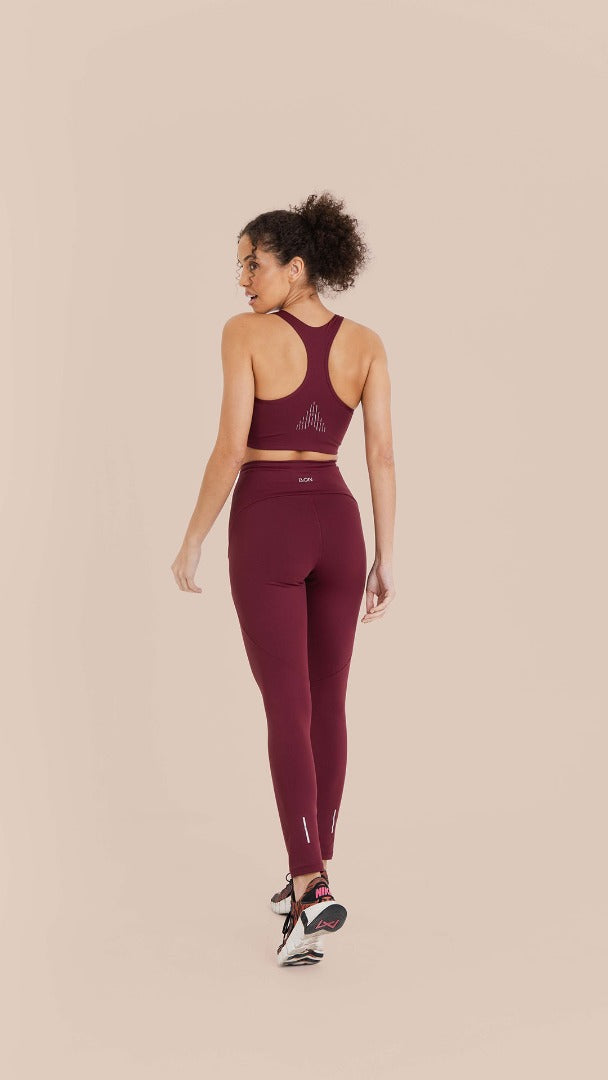 B.ON Women's Reflective Fit Leggings - Burgundy