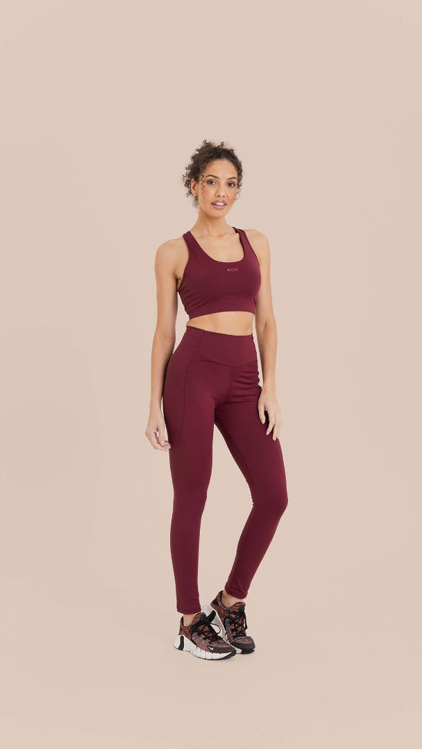 B.ON Women's Reflective Fit Leggings - Burgundy