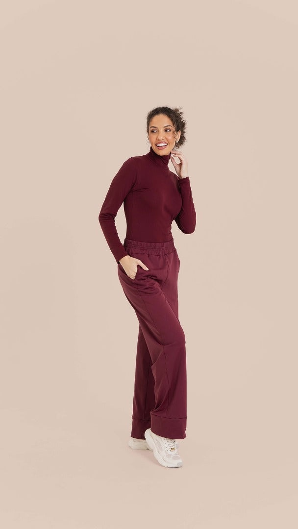 B.ON Women's Comfy Pants - Burgundy