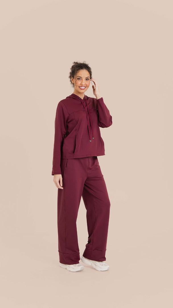 B.ON Women's Comfy Pants - Burgundy