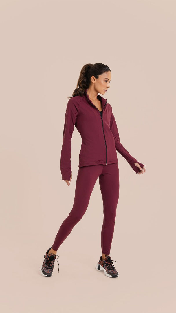 B.ON Women's Slim Basic Jacket - Burgundy