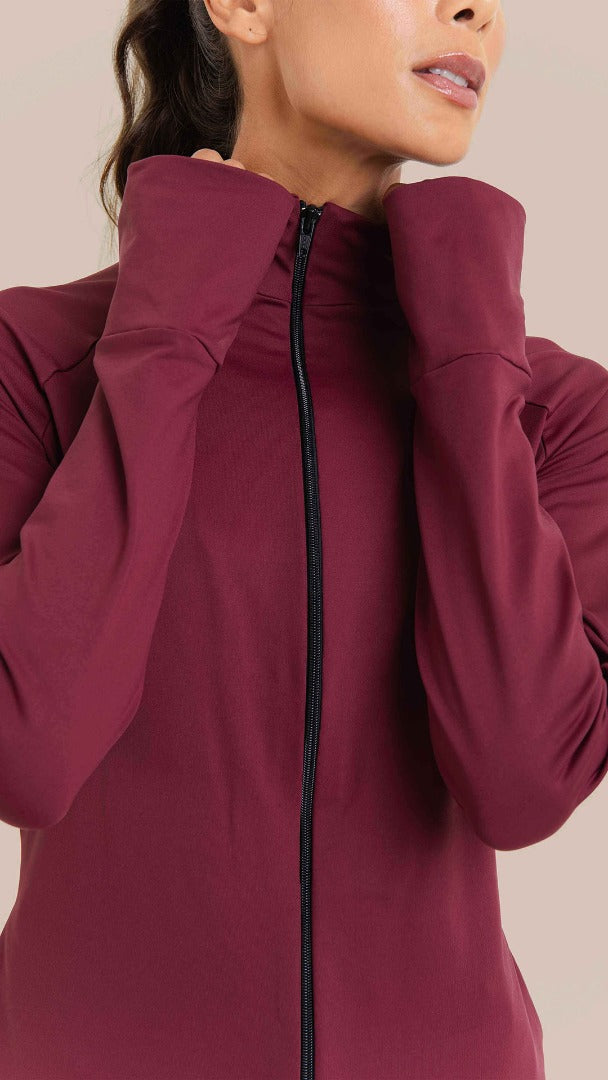 B.ON Women's Slim Basic Jacket - Burgundy