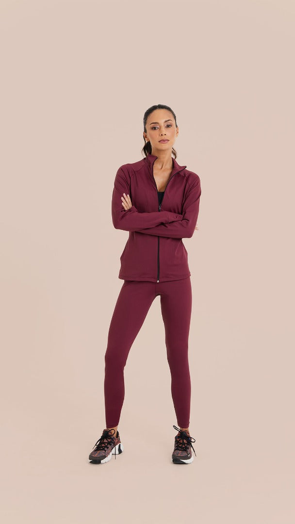 B.ON Women's Slim Basic Jacket - Burgundy