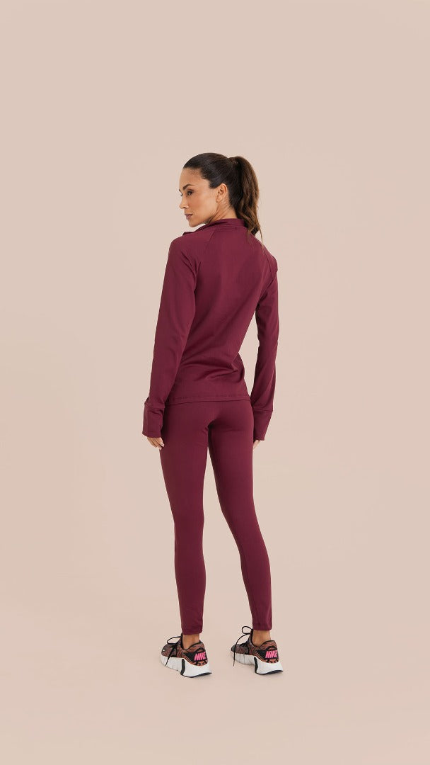 B.ON Women's Slim Basic Jacket - Burgundy