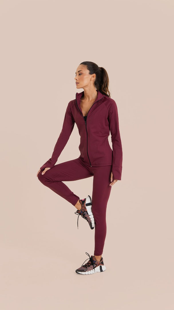 B.ON Women's Slim Basic Jacket - Burgundy