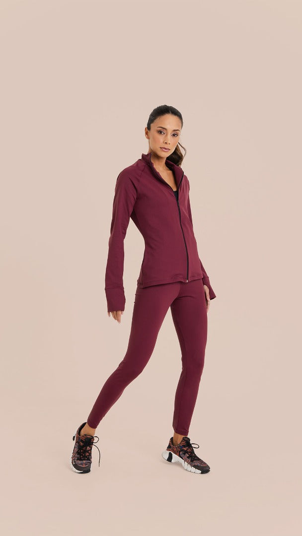B.ON Women's Slim Basic Jacket - Burgundy