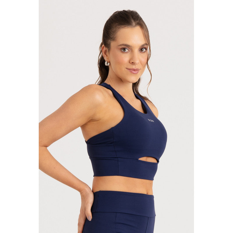 B.ON Women's Top - Elongated Navy Blue