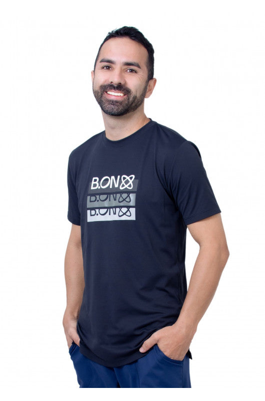 B.ON Men's Black Printed T-Shirt - Antiviral Technology