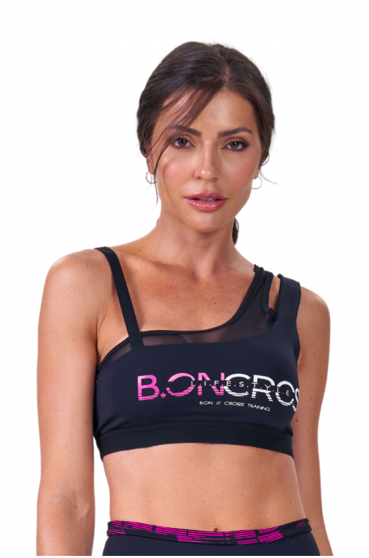 B.ON Women's Reversible Top - Cross Training Black and Pink