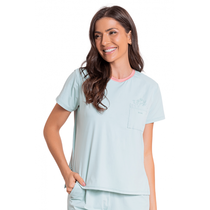 B.ON Sleepwear Women's Short Sleeve Shirt - Light Green