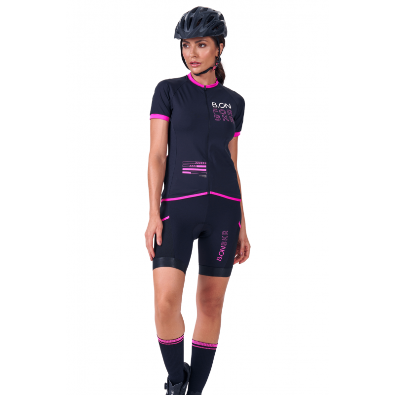 B.ON Women's Cycling Bermuda Shorts - Black with Pink