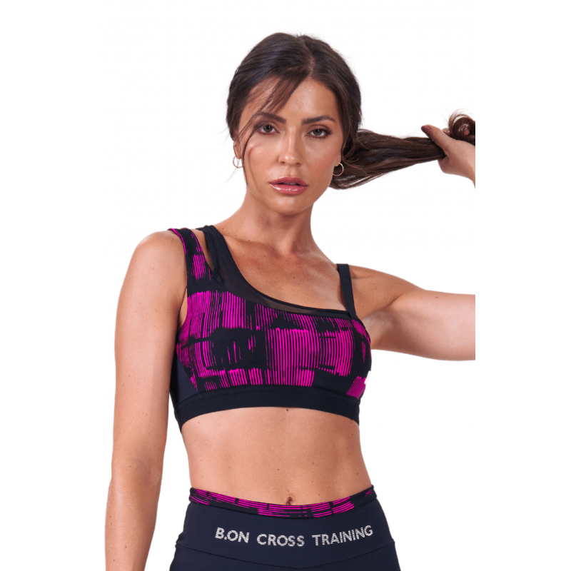 B.ON Women's Reversible Top - Cross Training Black and Pink