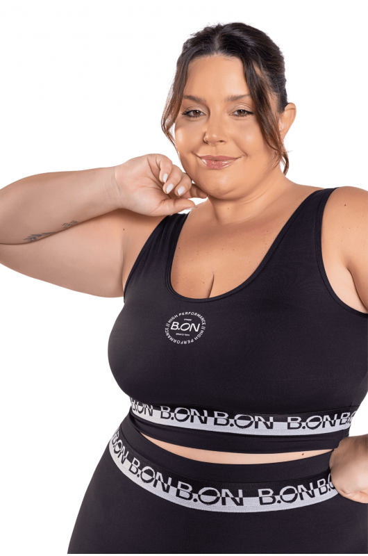 B.ON Plus Size Women's Fitness Top - Black