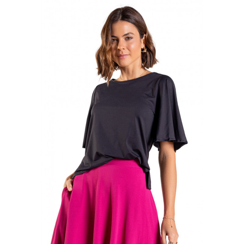 B.ON Women's Blouse with Wide Sleeves - Black