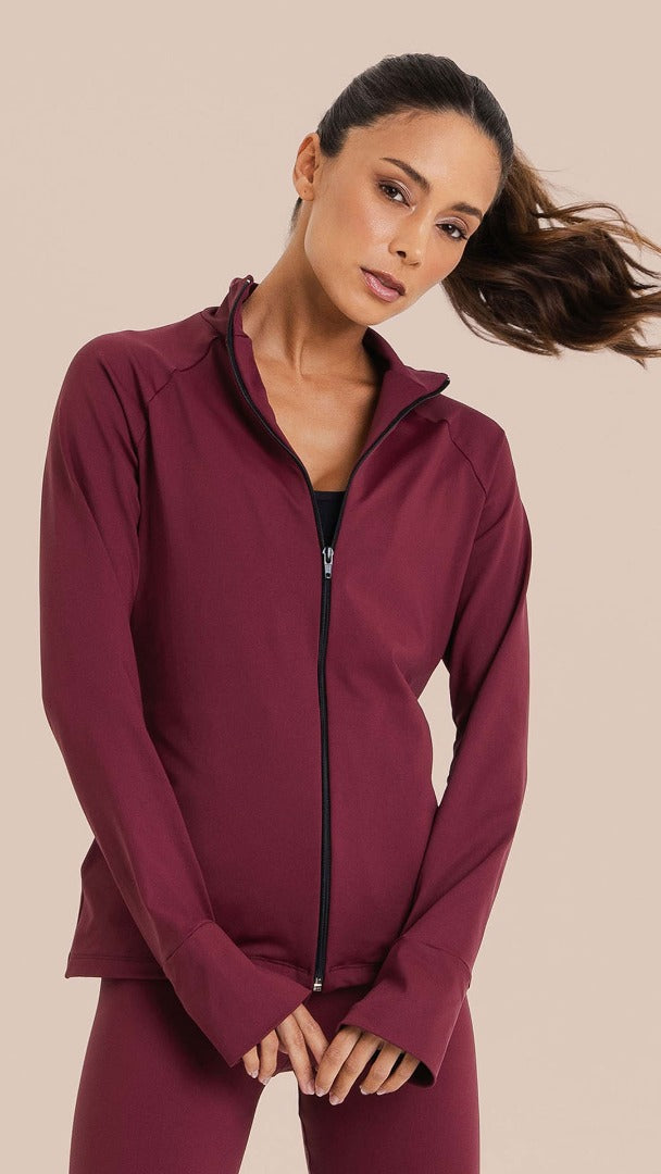 B.ON Women's Slim Basic Jacket - Burgundy