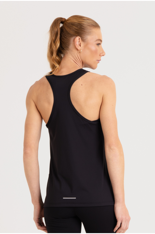 B.ON Women's Black Fitness Tank Top - Tulle Cutout