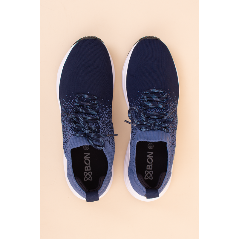 B.ON MEN'S CASUAL KNIT TENNIS SHOES - BLUE