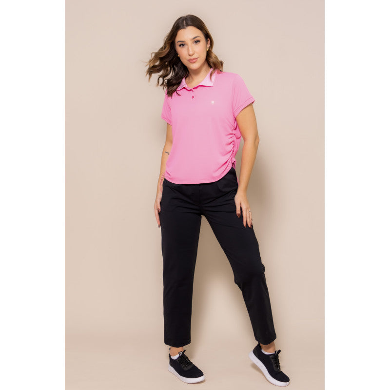 B.ON Women's Polo Shirt with Side Strings - Pink