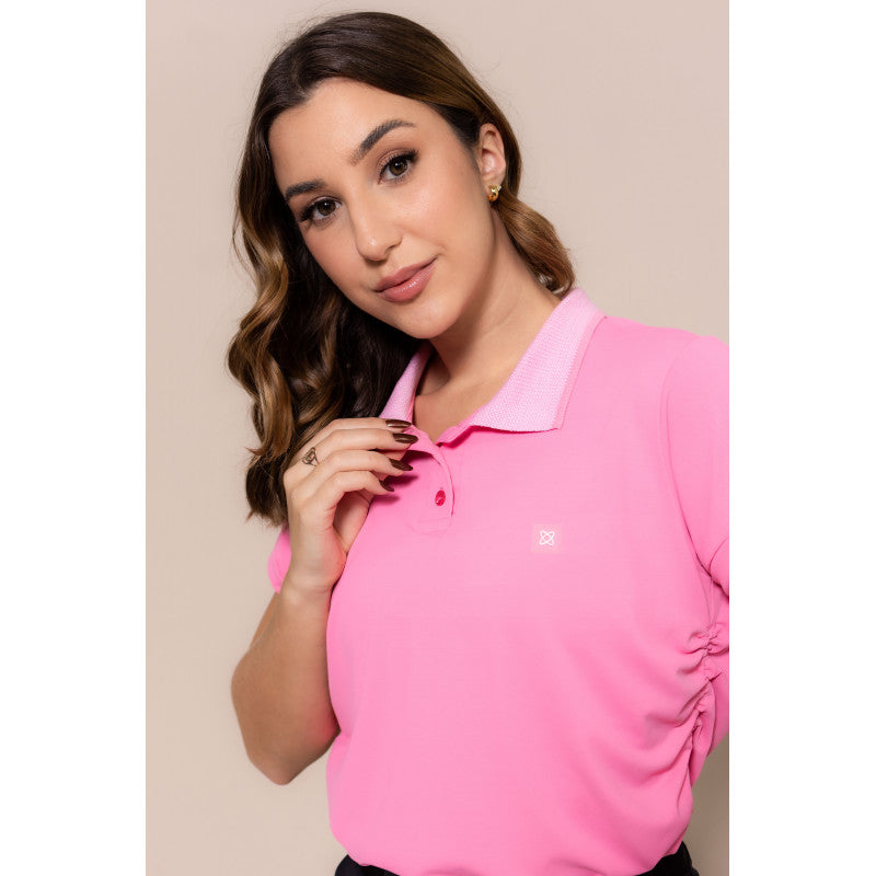 B.ON Women's Polo Shirt with Side Strings - Pink