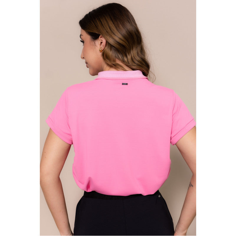 B.ON Women's Polo Shirt with Side Strings - Pink