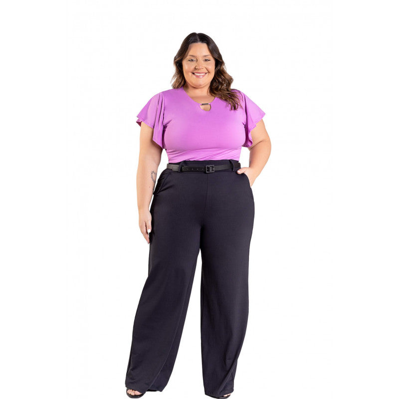 B.ON Plus Size Women's Wide Leg Pants - Black