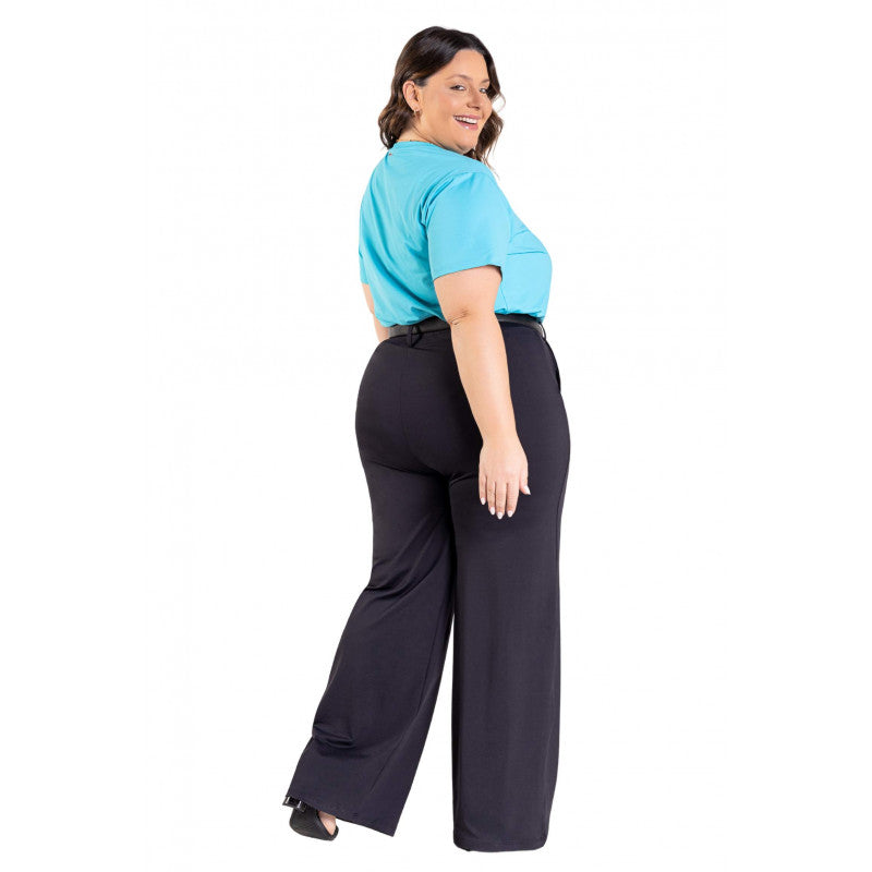 B.ON Plus Size Women's Wide Leg Pants - Black