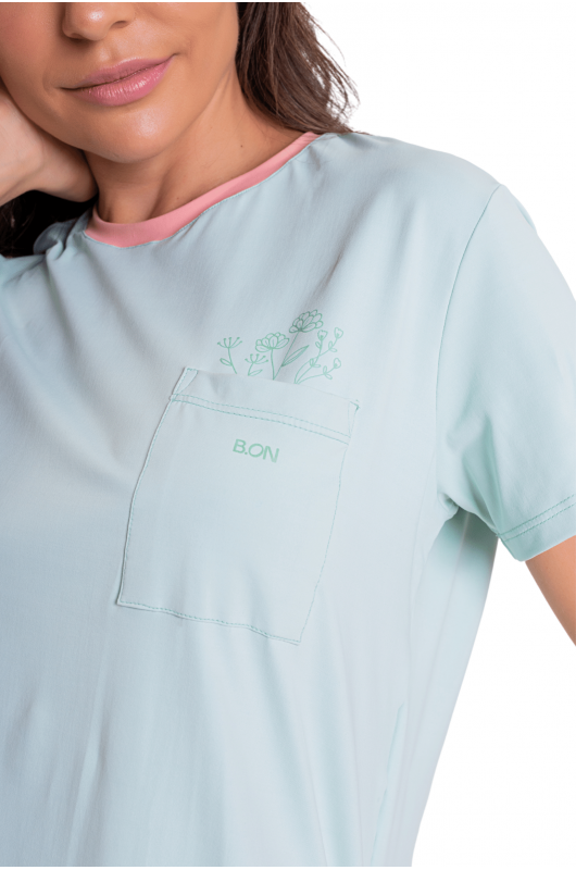 B.ON Sleepwear Women's Short Sleeve Shirt - Light Green