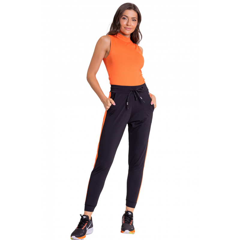 B.ON Women's Jogger Pants - Black with Orange