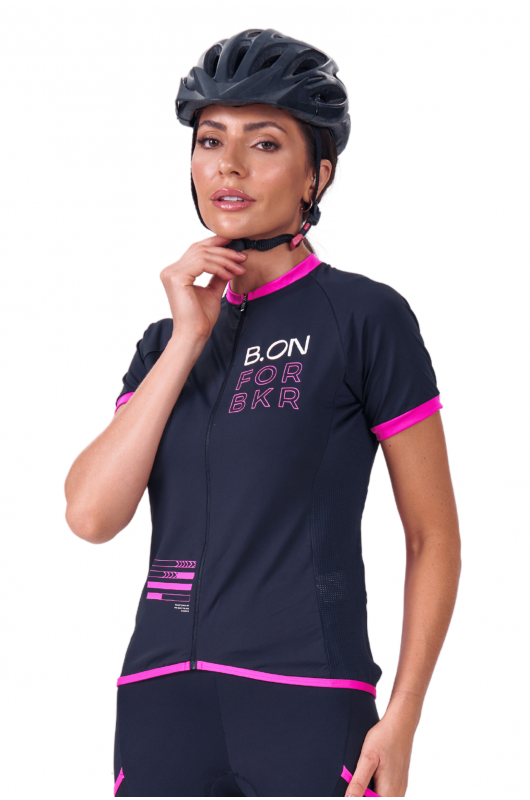 B.ON Women's Cycling Shirt - Black With Pink