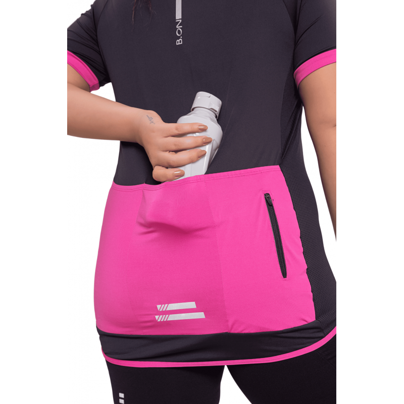 B.ON Women's Cycling Shirt - Black With Pink