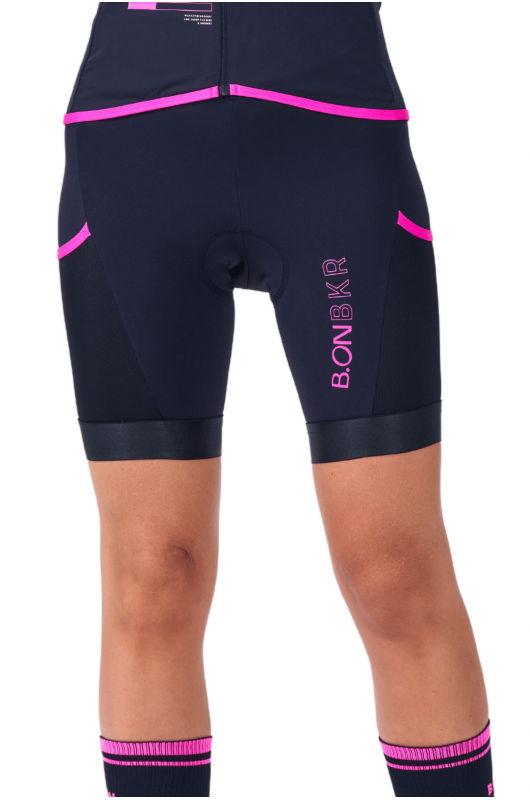 B.ON Women's Cycling Bermuda Shorts - Black with Pink