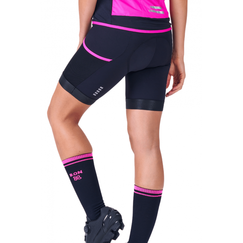 B.ON Women's Cycling Bermuda Shorts - Black with Pink