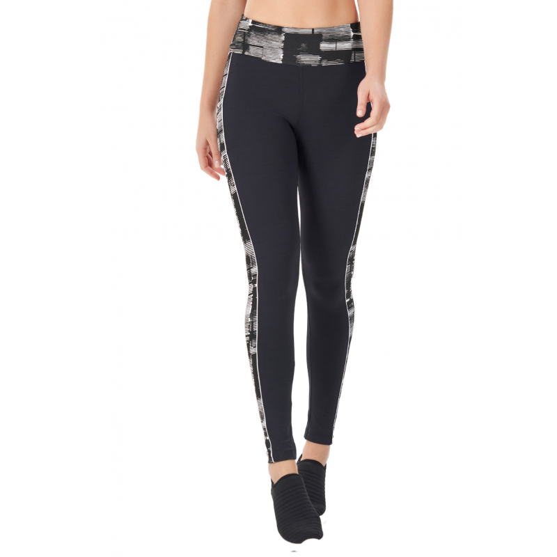 B.ON Women's Black Leggings with Jacquard Cutouts