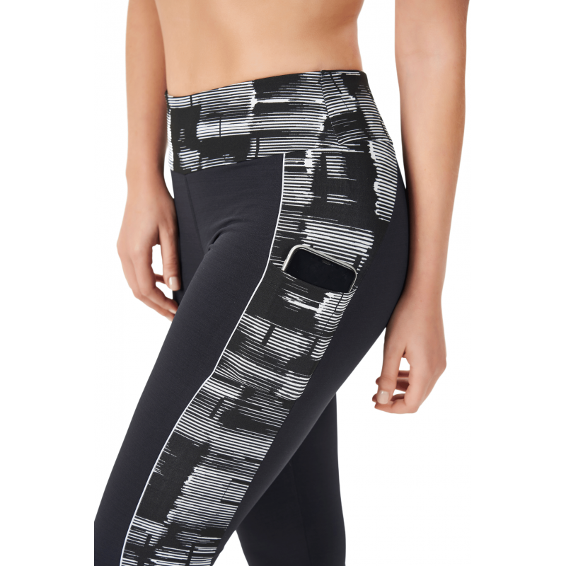 B.ON Women's Black Leggings with Jacquard Cutouts