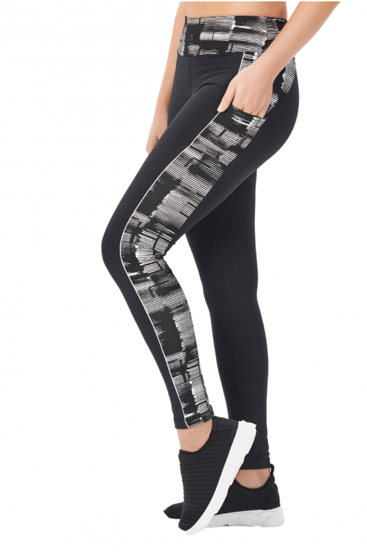 B.ON Women's Black Leggings with Jacquard Cutouts