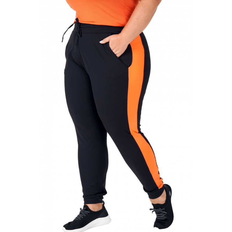 B.ON Plus Size Jogger Pants -Black and Orange