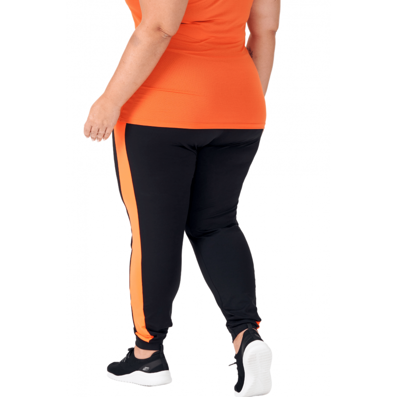 B.ON Plus Size Jogger Pants -Black and Orange