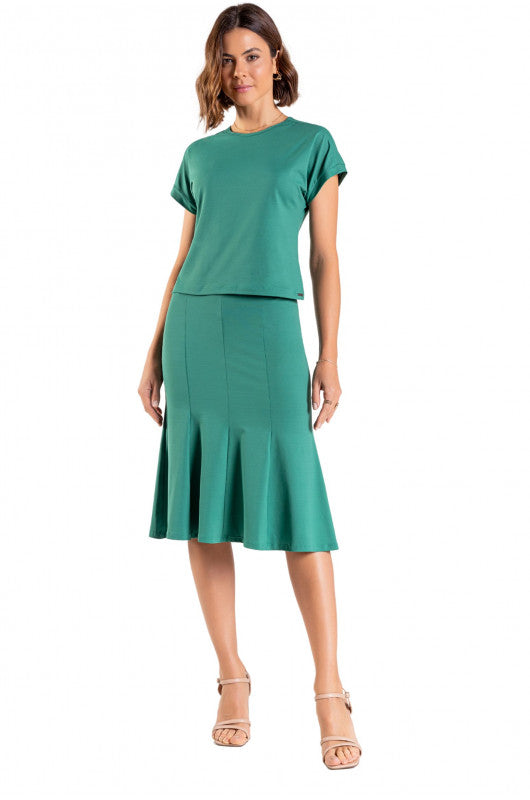 B.ON Women's Skirt - Casual Emerald Green