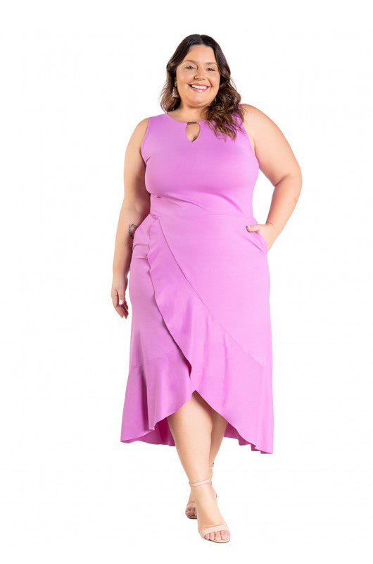 B.ON Plus Size Women's Dress With Pockets - Lilac